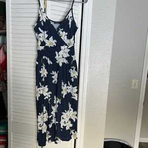 Navy Floral Midi Dress